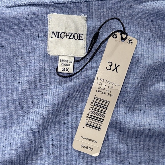 NIC+ZOE Speckled Knit Drape Cardigan Blue Mix - Picture 10 of 14